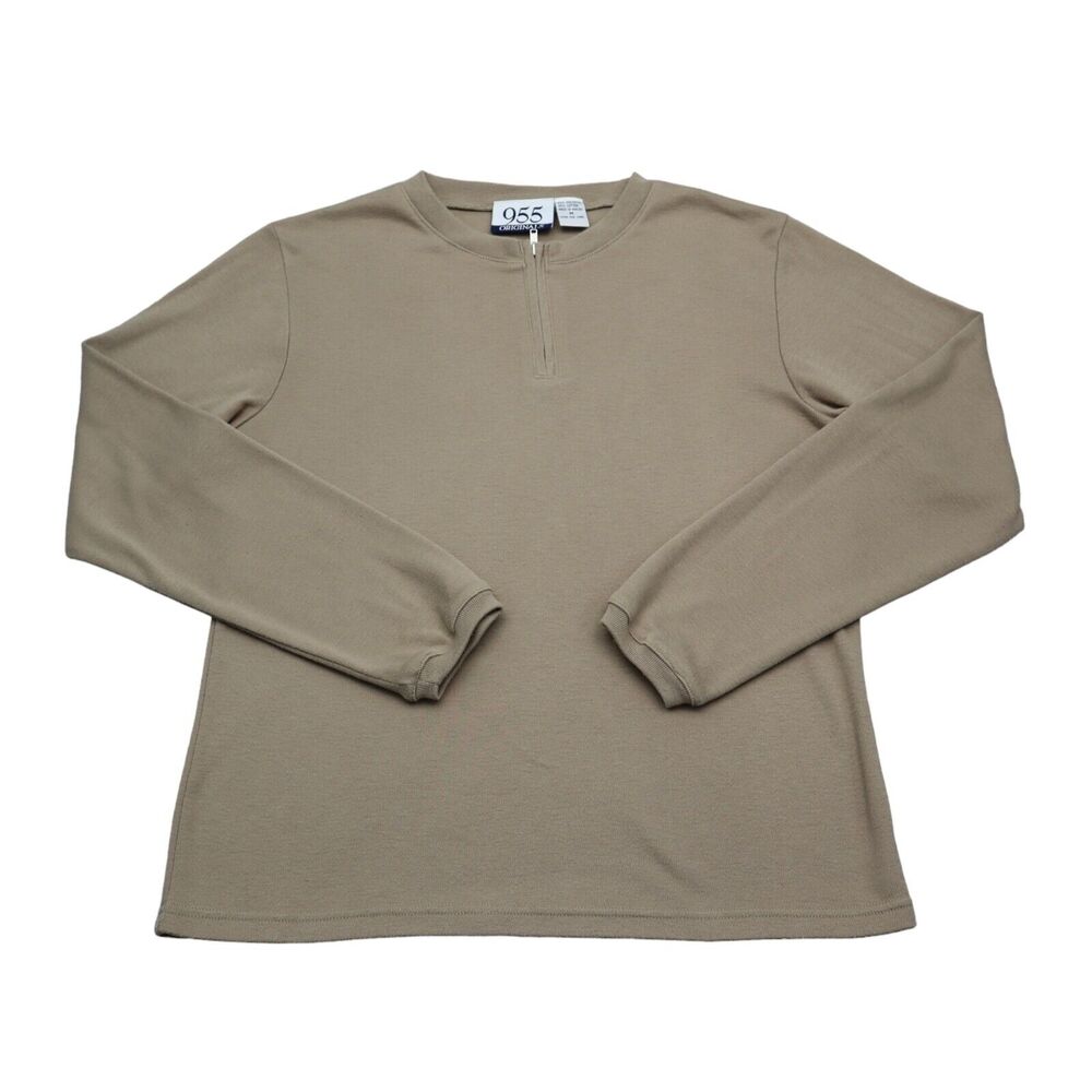 955 Originals Sweater Womens M Beige Long Sleeve Crew Neck Chest Zip Pullover